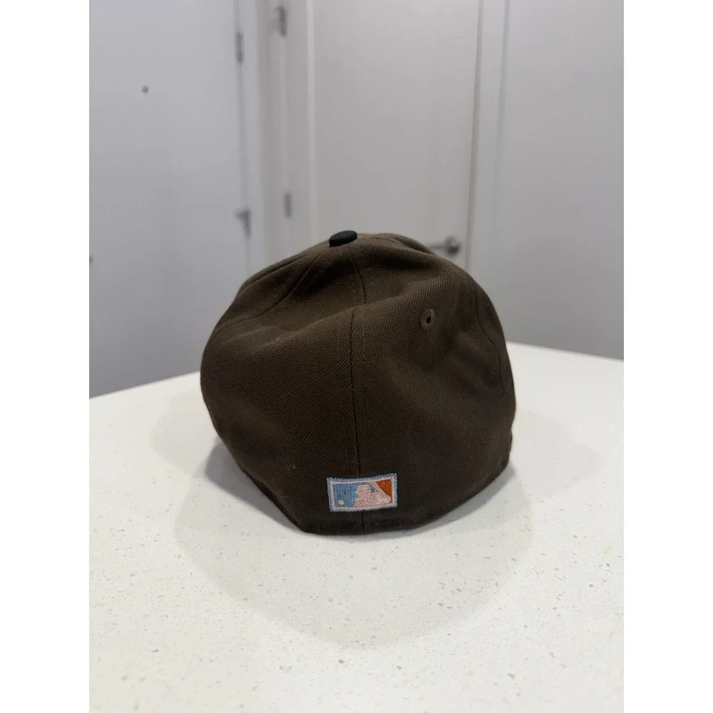 New Era Atlanta Braves Black Visor Peach Bottom 40th Anniversary Fitted Size 7